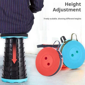Portable Plastic Folding Telescopic Chair, Lightweight Adjustable Stool for Fishing Beach Camping, Compact Outdoor Foldable Seat