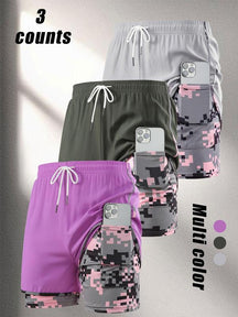 Women's Camo Print Gym Shorts, Breathable Comfortable Quick Drying Skinny Shorts, Ladies Sportswear for Indoor Outdoor Wear, Bottom