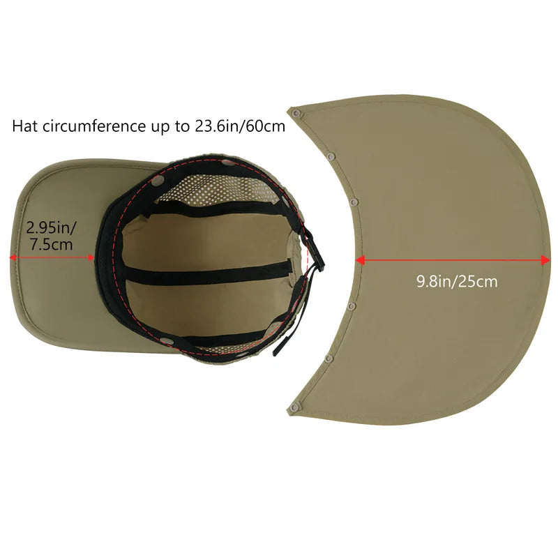 50+ Foldable Fishing Hat Baseball Cap with Removable Neck Flap Portable for Men Women Golf Hiking