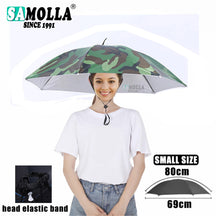 Portable Rain Umbrella Hat Army Green Foldable Outdoor Pesca Sun Shade Waterproof Camping Fishing Headwear Cap Beach Head Hats