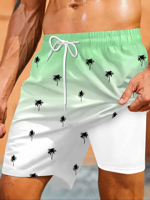 Men's All Over Print 2 in 1 Drawstring Waist Swimming Beach Shorts, Casual Quick Drying Swim Shorts for Summer, Men's Swimwear for Beach Vacation Outdoor, Clothing, Summer Swim Bottoms, Summer Swim Trunks, Swimbottoms, Swimtrunks