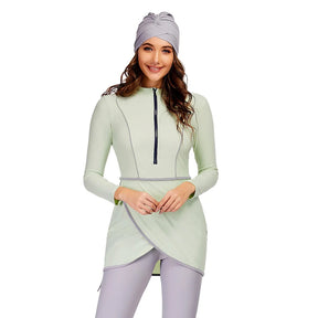 New Muslim Swimwear Women Modest Patchwork Hijab Long Sleeves Sport Swimsuit 3pcs Islamic Burkinis Wear Bathing Suit