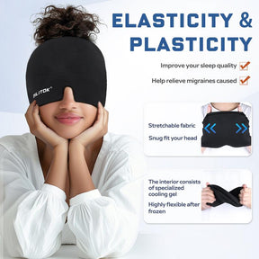 Migraine Headache Cap, Gel lce Head Wrap for Tension and Stress.Suitable for Home breaks, before sleep, office