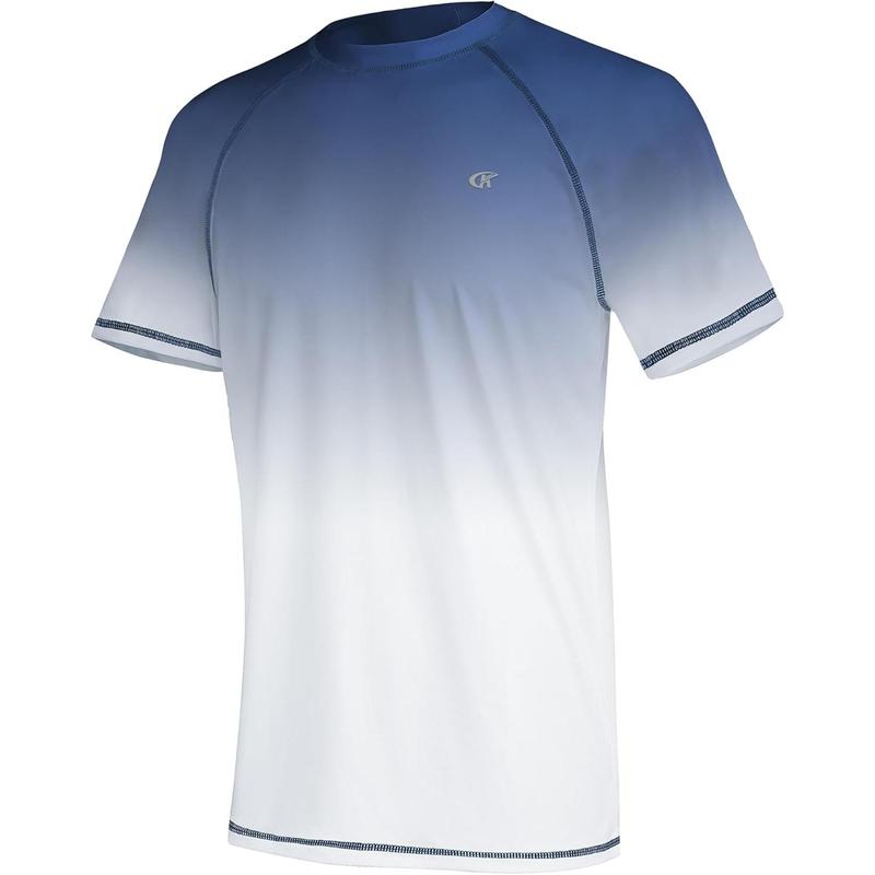 Men's UPF 50+ Rashguard Swim Tee Short Sleeve Running Shirt Swimwear Swim Hiking Workout Shirts #fathersdaygifts