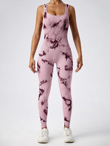 Women's Seamless One-Piece Hip Lift Crew Neck Tummy Control Jumpsuit with Tank Top, Tummy Control Dance & Fitness & Workout Set, Stretch Sportswear for Outdoor Activities, Yoga Jumpsuit