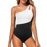 One Shoulder One Piece Swimsuit for Women Comfortable Tummy Control Bathing Suits Modest Full Coverage Keyhole Swimwear Beach Swimming Clothing