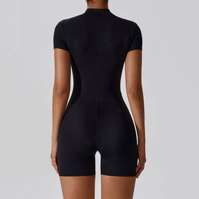 European and American Summer Zipper Short Sleeve Yoga Jumpsuit for Women Dance Fitness Tight Sports Jumpsuit Swimsuit