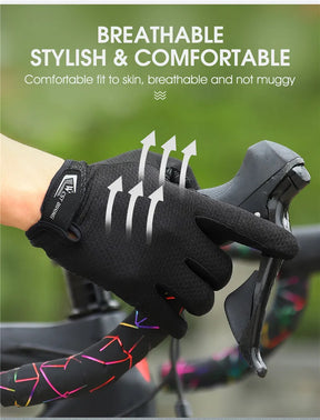 BIKING Summer Cycling Gloves Full Finger MTB Bike Gloves Touch Screen Non Slip Silicone Palm Driving Riding Gloves