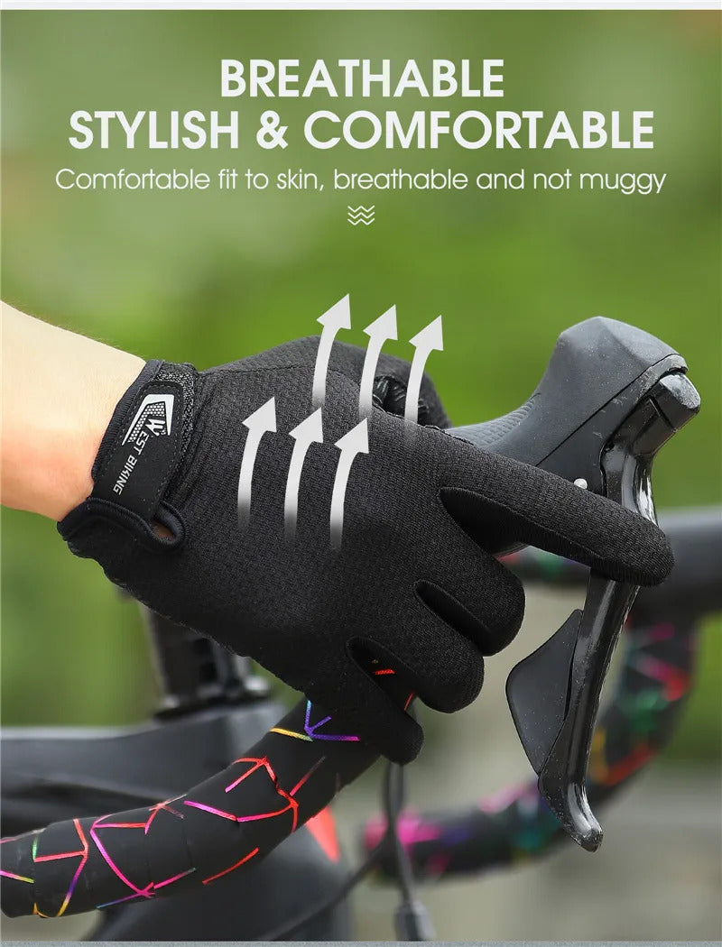 BIKING Summer Cycling Gloves Full Finger MTB Bike Gloves Touch Screen Non Slip Silicone Palm Driving Riding Gloves