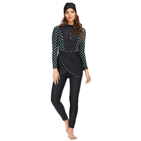New Muslim Swimwear Women Modest Patchwork Hijab Long Sleeves Sport Swimsuit 3pcs Islamic Burkinis Wear Bathing Suit