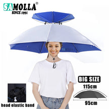 Portable Rain Umbrella Hat Army Green Foldable Outdoor Pesca Sun Shade Waterproof Camping Fishing Headwear Cap Beach Head Hats
