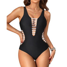 Women Sexy One Piece Swimsuits Plunge Deep V Neck Cutout Bathing Suits