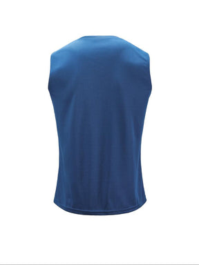 Men's Solid Round Neck Sports Vest, Breathable Comfortable Quick Drying Tank Top for Running Outdoor Exercise Basketball Training, Sport & Outdoor Clothing for Summer, Gym Casual Wear, Sleeveless Sports Vest