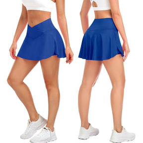JoyGirl Women's Plain Pocket Tennis Skirt with shorts Crossover Golf Skort Mini High Waisted Girls Workout Running Athletic Skorts Golf Attire