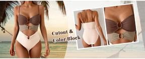 One Piece Swimsuit for Women Ring Linked Monokini Sexy Bathing Suit Cutout Swim Suit Outdoorfun