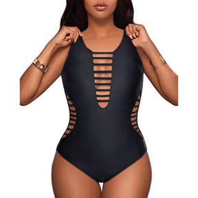 Women Sexy One Piece Swimsuits Plunge Deep V Neck Cutout Bathing Suits