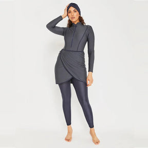 New Muslim Swimwear Women Modest Patchwork Hijab Long Sleeves Sport Swimsuit 3pcs Islamic Burkinis Wear Bathing Suit