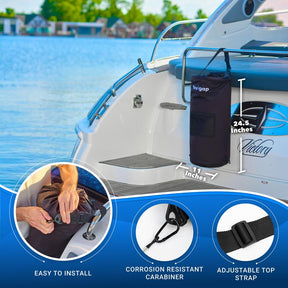Boat Trash Can, 100% Odor & Leak Resistant, Portable, Reusable, 10-13 Gal Garbage Bag Snaps Inside, Easy to Install & Clean, Fishing, Sandbar, Kayak, Pontoon Boat Accessories Black