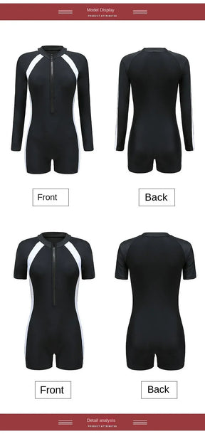 2024 Summer Sports One-piece Swimsuit Professional Women's Swimsuit Black Swimsuit Solid Color Swimming Beach Wear Long Style