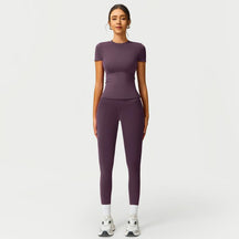 Women's 2-Piece Cherry Print Crew Neck Tee & High-Waist Leggings Set , Extended Hemline, Quick-Dry Snug , Yoga, Gym, Athleisure , Women's Activewear Pilates Outfits Compression Shirts Sweatpants