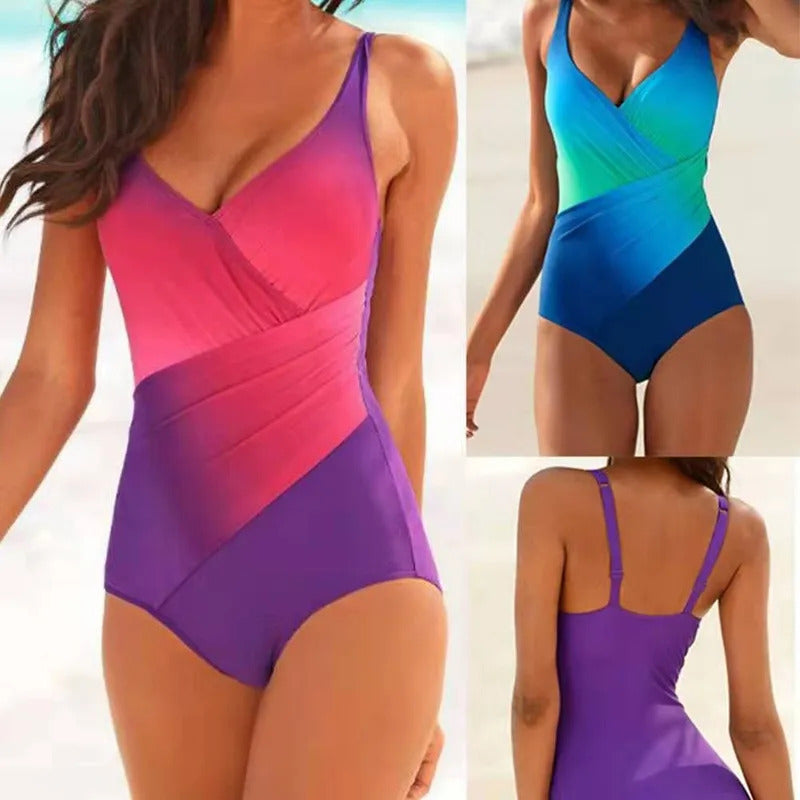 One-Piece Swimsuits Women'S Sports Swimwear Sport Swimsuit Open Back Beach Wear Bathing Suit Rainbow Gradient Beach Swimwear