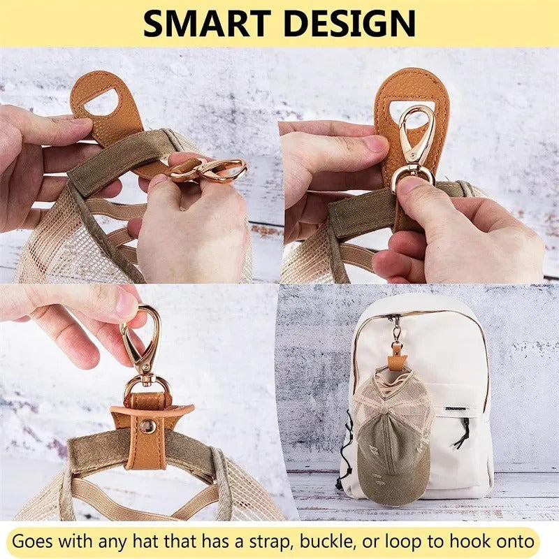20pcs Travel Hat Clip Leather Simple Golf Baseball Hat Clip Summer Hat Strap Towel Glove Storage Wallet Buckle Hands-free Latch Clip