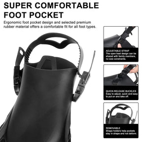 Swim Flippers Short Diving Frog Shoes Duck Webs Adjustable Silicone Travel Size Open Heel Adult Men Women Youth Kid