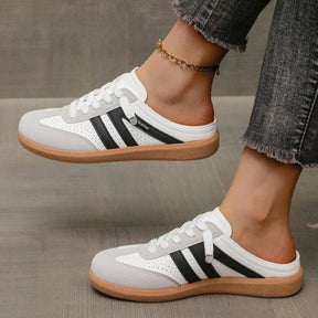 Women's Fashionable Patchwork Lace Up Low Top Casual Flat Sneakers , Casual Comfortable Sports Walking Shoes for Daily Wear, GAT Female All-match Round Toe Casual Shoes for Women & Girls