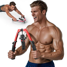 Chest & Arm Twister - Hydraulic Power Chest Press Machine for Upper Body Strength Training, 2-in-1 Twister arm Trainer with ab Roller Wheel(Backpack& Pad Included)