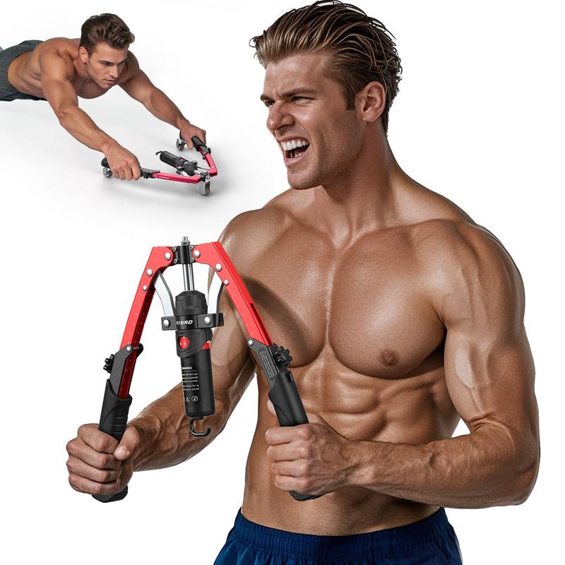 Chest & Arm Twister - Hydraulic Power Chest Press Machine for Upper Body Strength Training, 2-in-1 Twister arm Trainer with ab Roller Wheel(Backpack& Pad Included)
