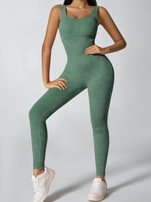 Women's Seamless One-Piece Hip Lift Crew Neck Tummy Control Jumpsuit with Tank Top, Tummy Control Dance & Fitness & Workout Set, Stretch Sportswear for Outdoor Activities, Yoga Jumpsuit