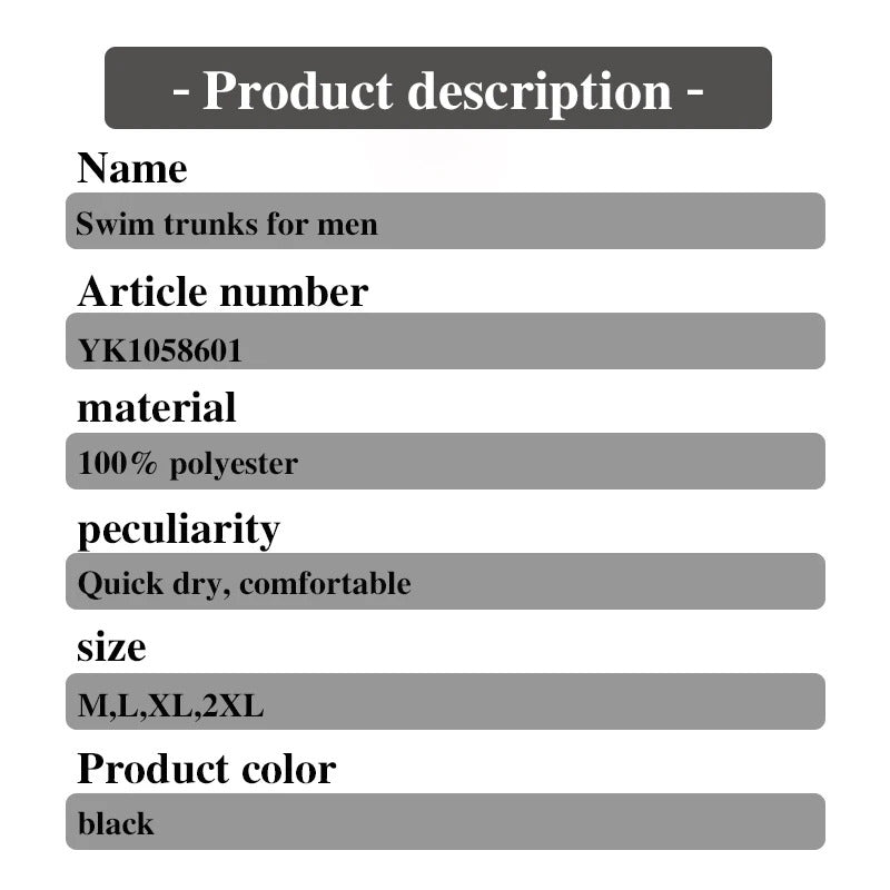 Adult Men's Summer Pure Black Large Size Professional Waterproof Quick Drying Bionic Fabric Sharkskin Swimming Trunks Wholesale