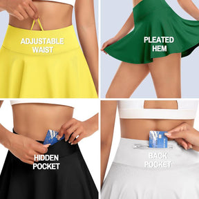 Women's Tennis Solid Pocket High Waist Athletic Skirt Pleated Golf Skorts with Pockets High Waisted Workout Running Casual Girl Skirts