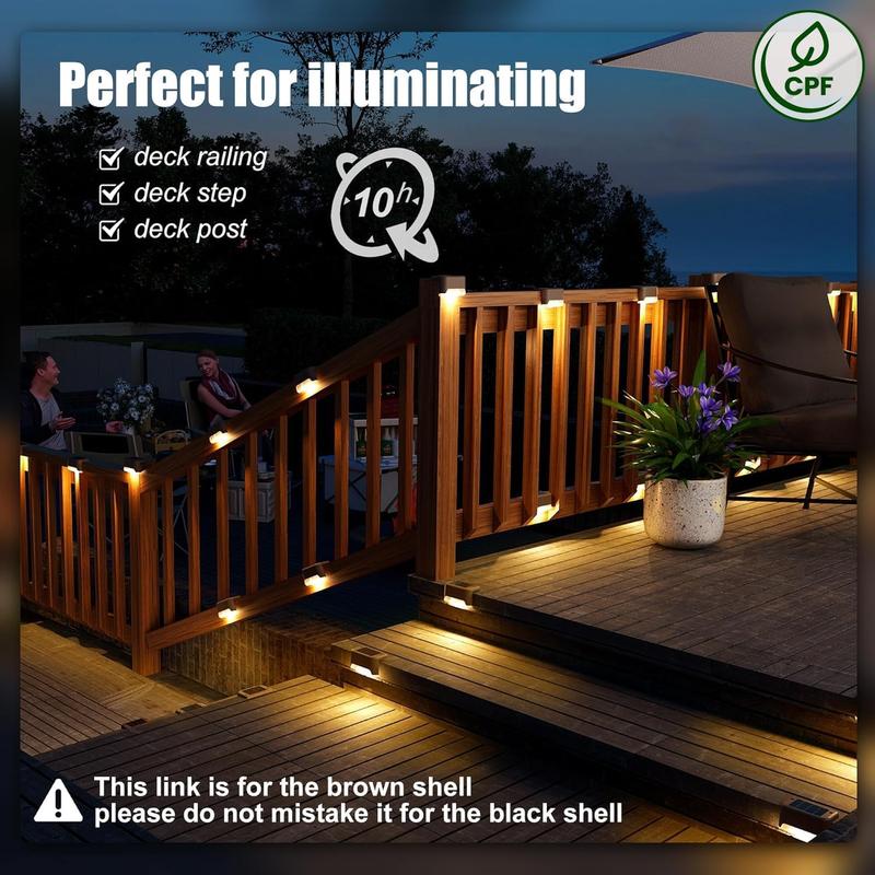 8-Pack Solar Deck Lights – Waterproof Outdoor LED Step Lights, Warm White, Auto On/Off, Easy Install for Patio, Stairs, Fence, Garden Landscape Lighting