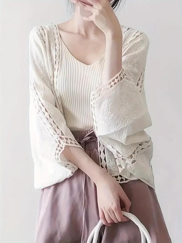 Women's Plain Cover Up Top, Casual Open Front Cover Up Top for Beach Vacation Holiday, Ladies Clothes for All Seasons, Beach Outdoor Wear