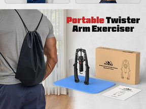 Chest & Arm Twister - Hydraulic Power Chest Press Machine for Upper Body Strength Training, 2-in-1 Twister arm Trainer with ab Roller Wheel(Backpack& Pad Included)