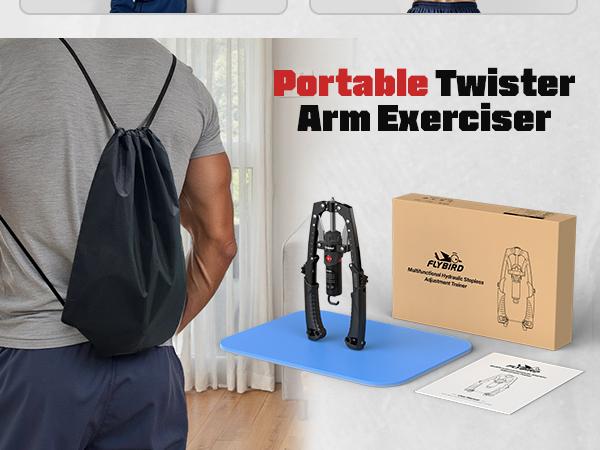 Chest & Arm Twister - Hydraulic Power Chest Press Machine for Upper Body Strength Training, 2-in-1 Twister arm Trainer with ab Roller Wheel(Backpack& Pad Included)