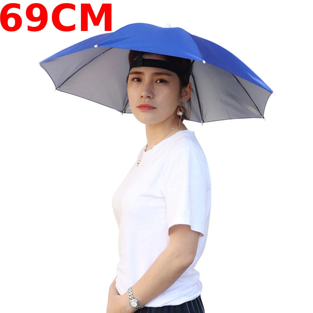Portable Head Umbrella Hat Fishing Caps Anti-Rain Fishing Anti-Sun Umbrella Hat Adults Children Unisex Outdoor Pesca Sports Cap