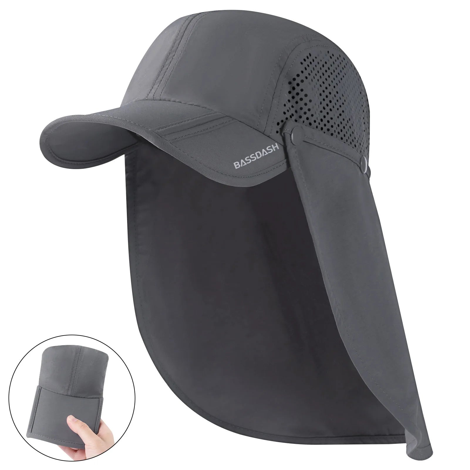 50+ Foldable Fishing Hat Baseball Cap with Removable Neck Flap Portable for Men Women Golf Hiking