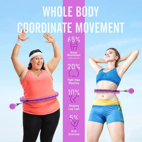 Weighted Hula Circle for Adults, Infinity Hoop Fit Plus Size 47 Inch/120cm, Include 24 Detachable Links and Waist Trainer for Women, Home Workout Equipment, Exercise Equipment, Home Training Equipment