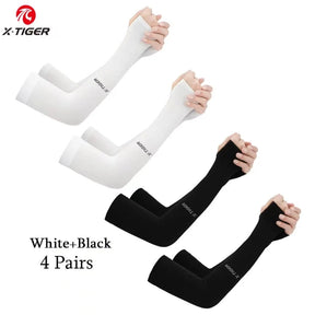 4 Pairs Cycling Arm Summer Ice Cloth Cycling Sleeves Sun Protection Unisex Breathable Running Volleyball Sleeves Outdoor