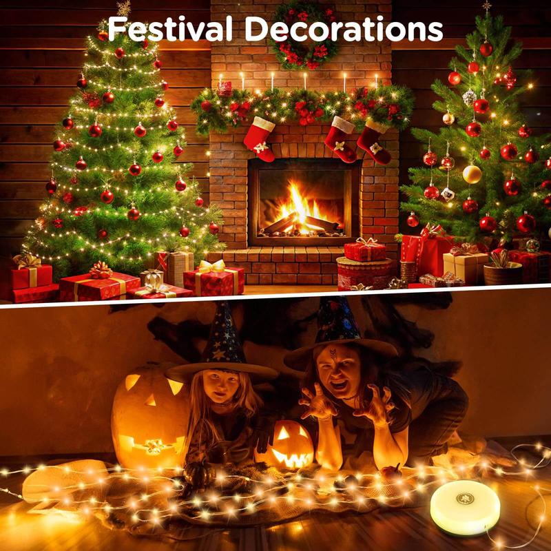 Camping String Lights, 4 in 1 Quick Storage 32.8FT Rechargeable Retractable String Lights with 8 Lighting Modes, Waterproof Emergency Light Outdoor Led Bulbs Lamp