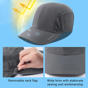 50+ Foldable Fishing Hat Baseball Cap with Removable Neck Flap Portable for Men Women Golf Hiking