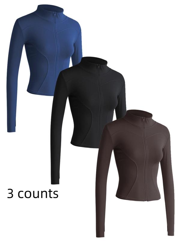 Mock Neck Sports Outerwear, Athletic Long Sleeve Sports Top, Gym Clothes, Comfortable Ladies Jacket for Indoor Outdoor Wear, Gym Clothing, Valentine's Day Gift for Girl, Fall Gift