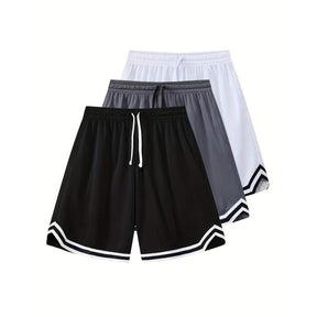 3PCS Men's Mesh Shorts, Three-Piece Set, Sports Basketball Shorts, Running, Fitness, Cycling, Hiking, Swimming, Quick-Dry, Breathable Elastic Shorts
