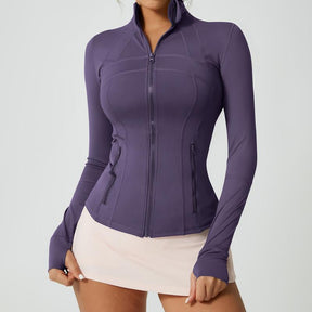 Women's Solid Color Multi-Functional Paneled Zippered Sports Yoga Jacket,gym workouts, badminton, and casual exercise. workout clothes women Design