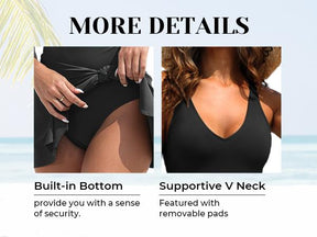 Women One Piece Swim Dress 2025 Tummy Control Swimsuit with Skirt Wrap Tie Side Swimdress Bathing Suit  dealsforyoudays