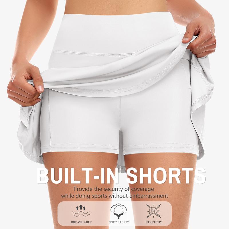 Women's Tennis Solid Pocket High Waist Athletic Skirt Pleated Golf Skorts with Pockets High Waisted Workout Running Casual Girl Skirts