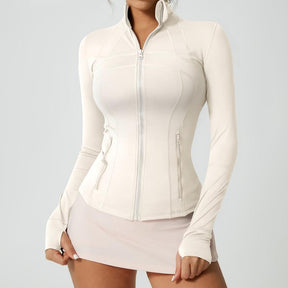 Women's Solid Color Multi-Functional Paneled Zippered Sports Yoga Jacket,gym workouts, badminton, and casual exercise. workout clothes women Design