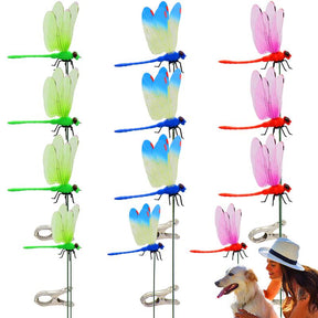Outdoor Fake Dragonfly Rod Clip, Garden Metal Dragonfly Clip. Natural Organic Concept, 3D Dragonfly Garden Decoration, Creative Home Accessories